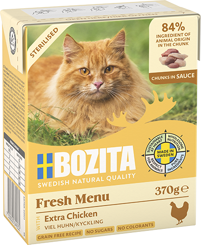 BOZITA Katzen-Nassfutter Sterilised Häppchen in Sauce mit viel Huhn